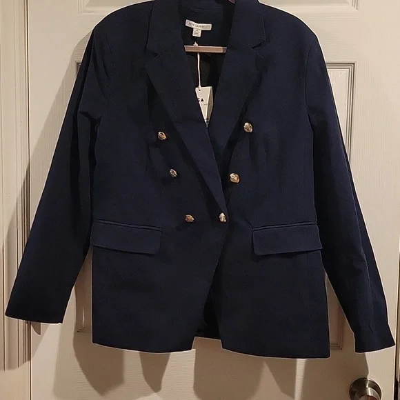 Navy Double-Breasted Women's Blazer - Picture 1 of 9